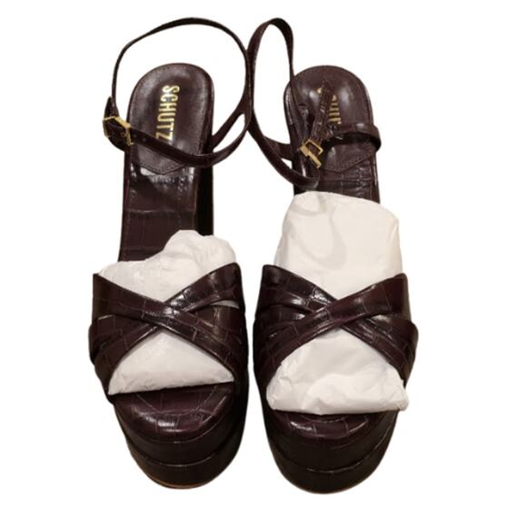 Schutz Keefa Sandal in Merlot Wine – EUC Size 10 - Picture 5 of 9